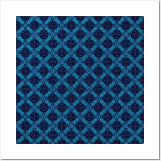 Blue Geometric Pattern Posters and Art